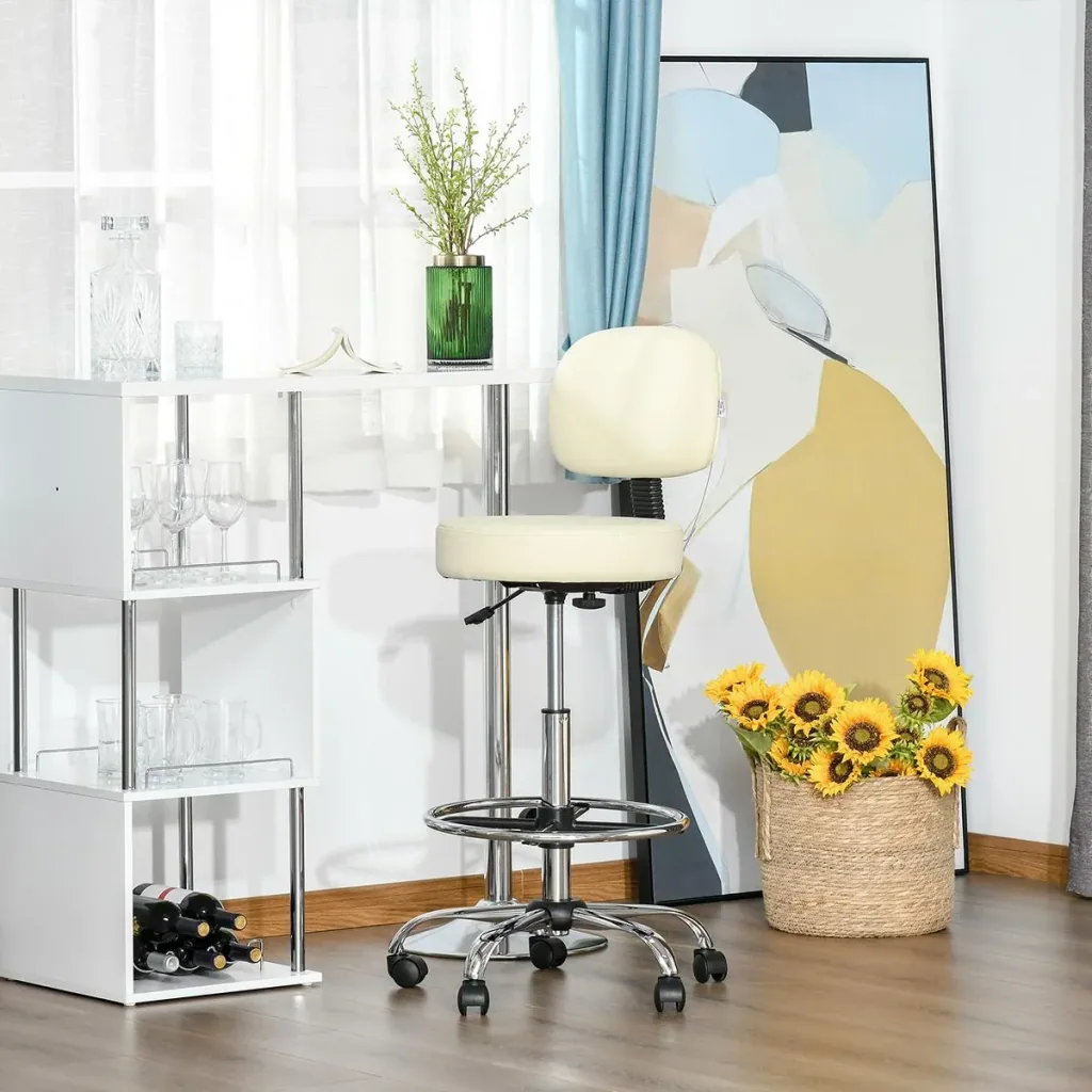 Barhocker Drehstühle Barstühle Arbeitshocker Bürohocker Verstellbare Höhe 360° schwenkbar mit Lehne Gepolstertet Große S