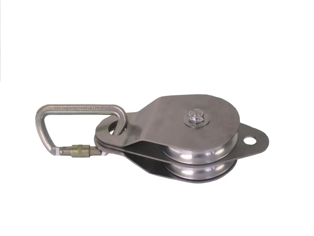 Doppelumlenkrolle aus Edelstahl mit schwenkbarer Seitenabdeckung für 6 mm - 13 mm Seile