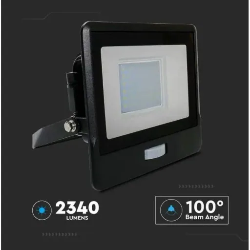 VT-138S LED-Flutlicht mit Sensor - 30 W - 2340 Lm - 4000K - Schwarz