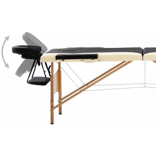 Klappbarer Massagetisch 2 Zonen Holz schwarz und beige