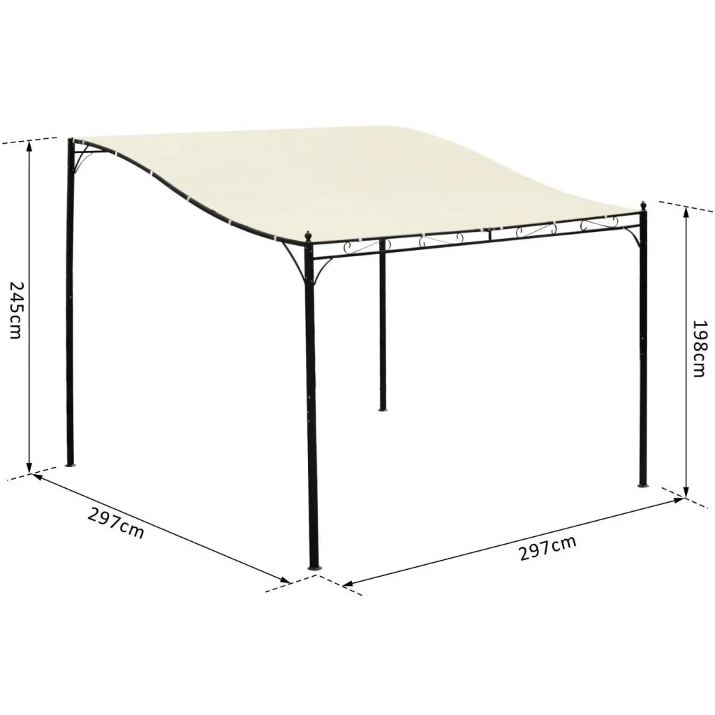 Pergola Terrassenüberdachung Pavillon 297x297cm Metall Creme