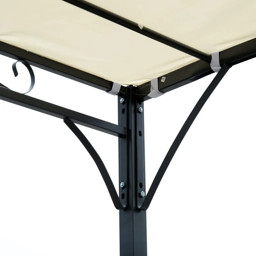 Pergola Terrassenüberdachung Pavillon 297x297cm Metall Creme