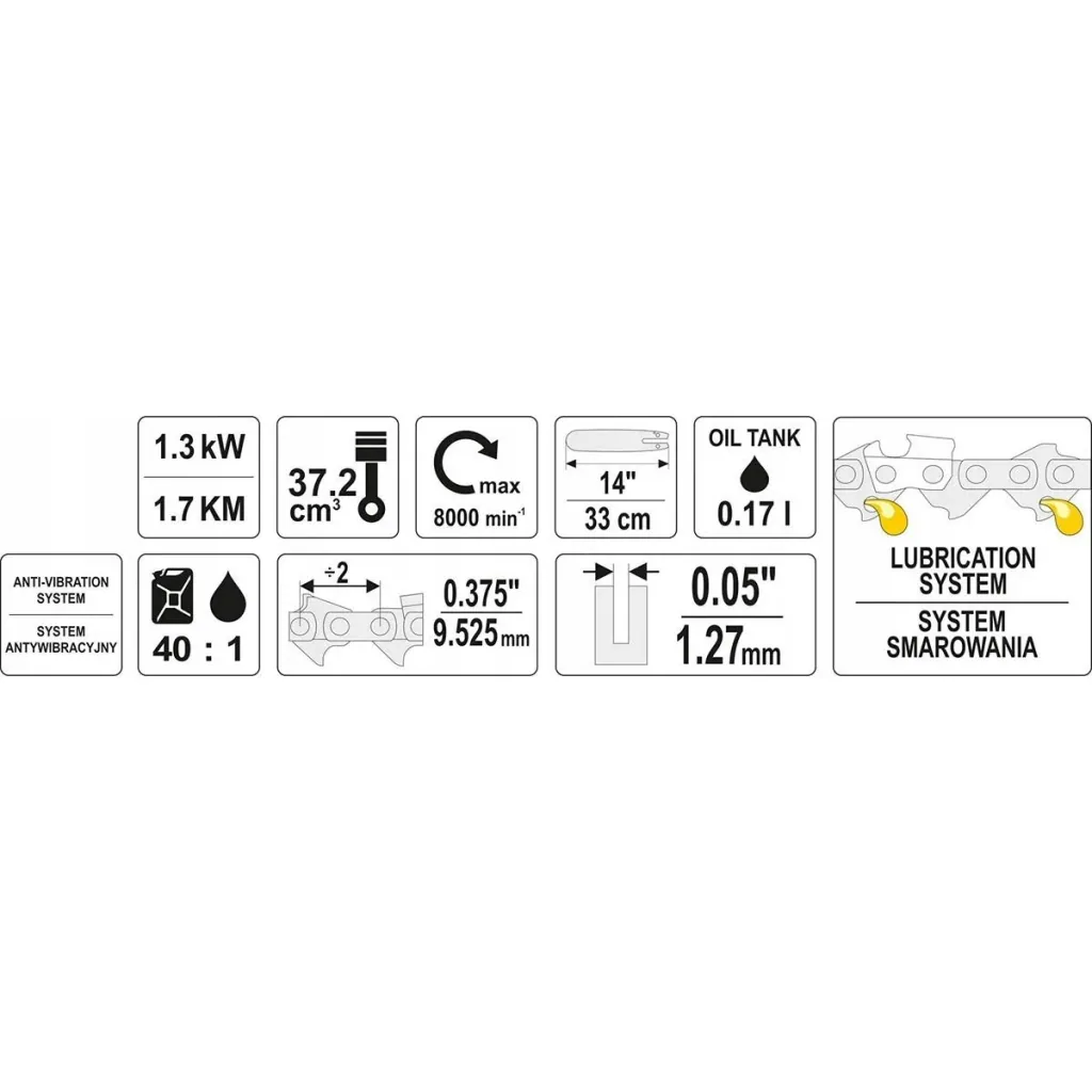 Benzin-Kettensäge mit Kettensägenschärfgerät - 1250W - 35 cm Blattlänge
