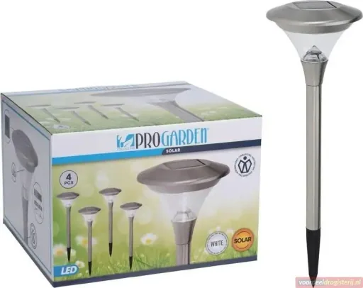 3x Progarden Solar-Gartenleuchte 4er-Set - 47cm (Schaltet sich automatisch ein)