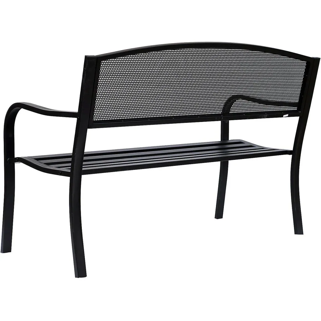Gartenbank Sitzbank 2-Sitzer Stahl Schwarz