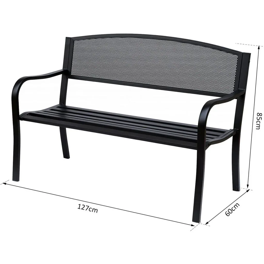 Gartenbank Sitzbank 2-Sitzer Stahl Schwarz