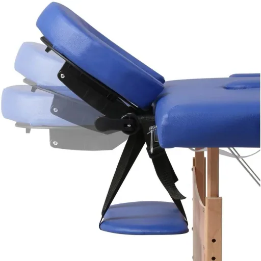 Klappbare Massageliege 2 Zonen mit Holzrahmen (blau)