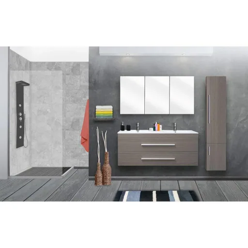 Badezimmermöbel Style 100cm richtig - schwartz Eiche