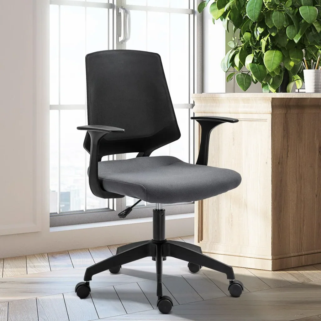 Drehstuhl Chefsessel Schreibtischstuhl rollbar höhenverstellbar ergonomisch gepolstert Grau 62 x 55 x (92 101) cm