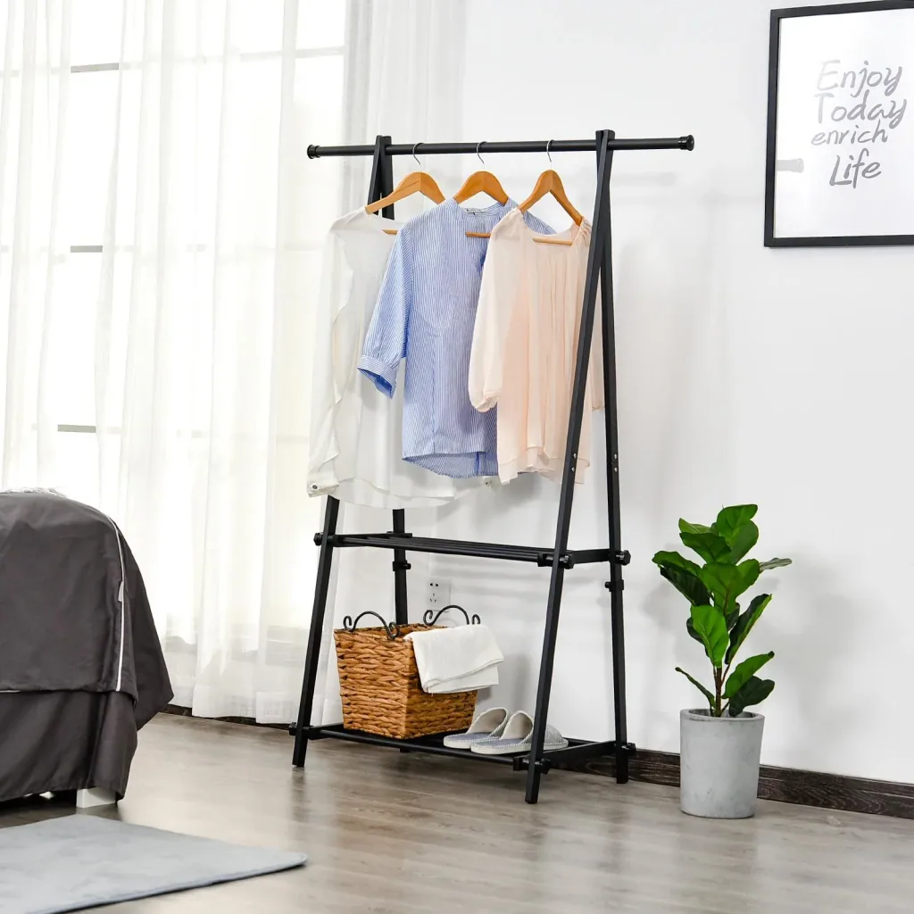 Garderobe mit Schuhablage, schwarz