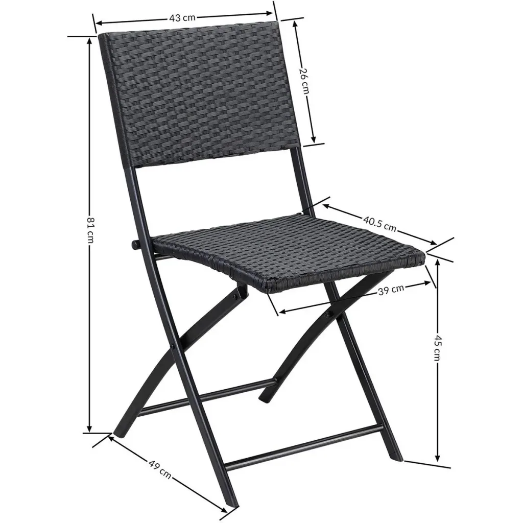 Klappstuhl Polyrattan 2 Stück - schwarz - max 120 kg - 43x49x81 cm