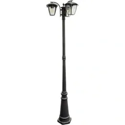 VT-740 Gartenmast im Freien - 3 Köpfe - klassischer Laternenmast - 199 cm - E27 Beschlag - Aluminium