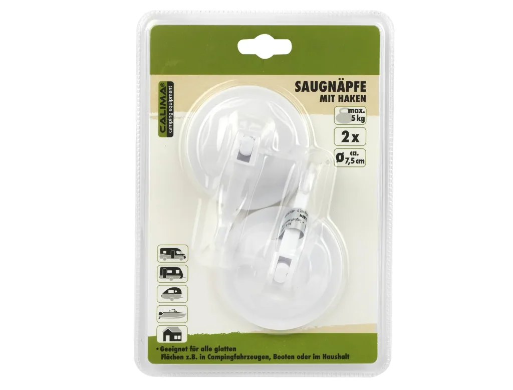 Saugnapfhaken 7,5 cm,  2 Stück, Tragkraft max. 5 kg