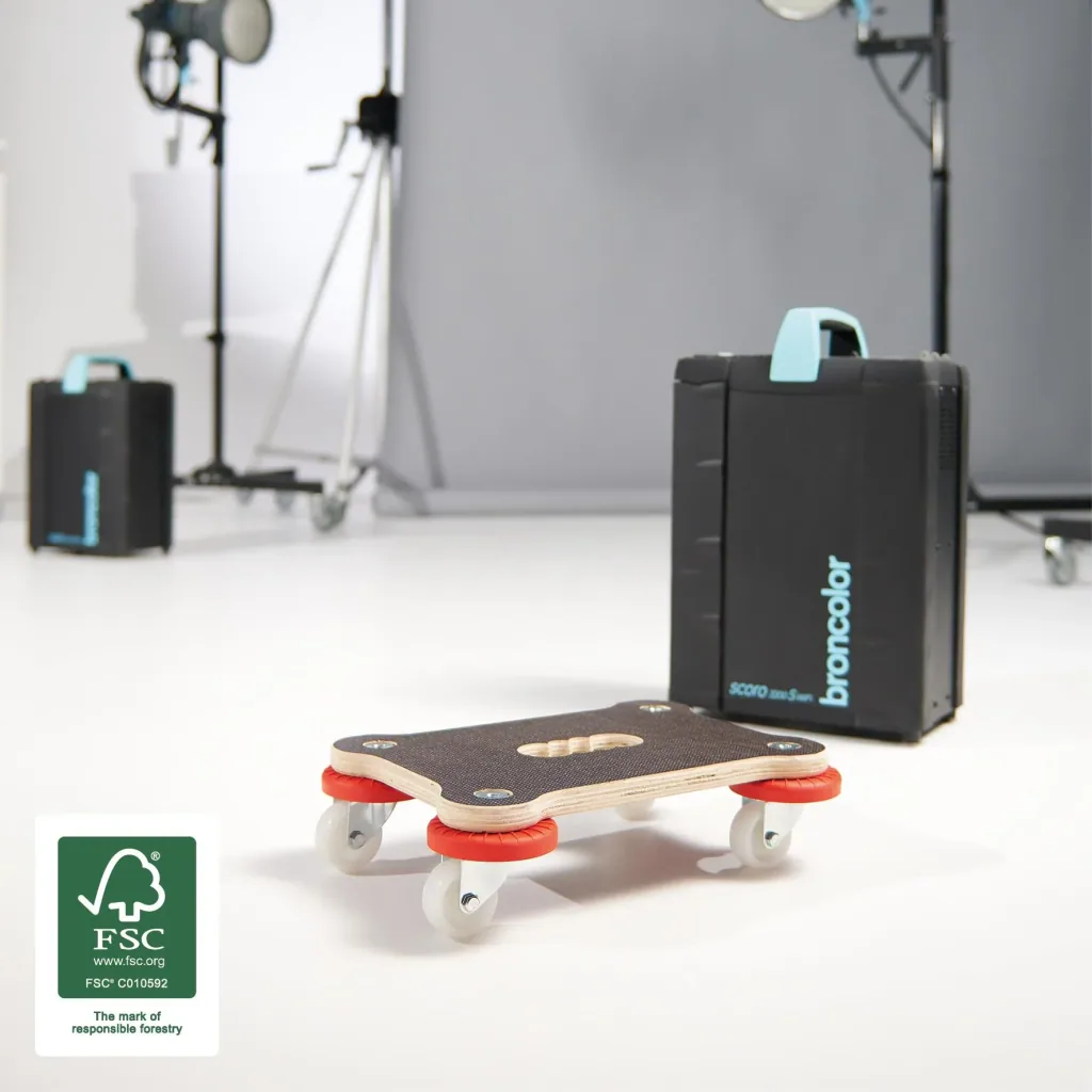 Transporthilfe MM 1355, 33 x 23 x 9 cm, harte Rollen Ø 50 mm, Gleitlager, Platte Maxigrip FSC®, Tragkraft 200 kg