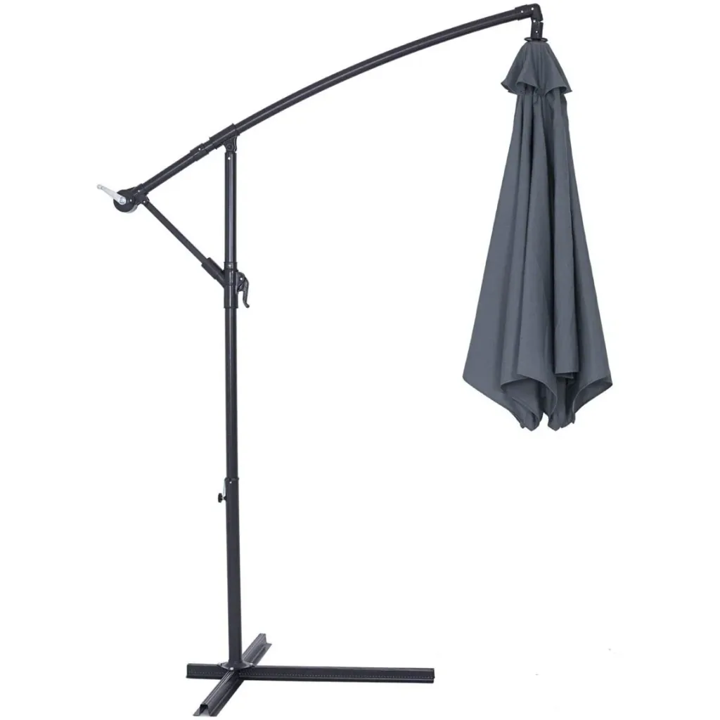 Sonnenschirm faltbar Aluminium anthrazit mit Kurbel Ø 330 cm
