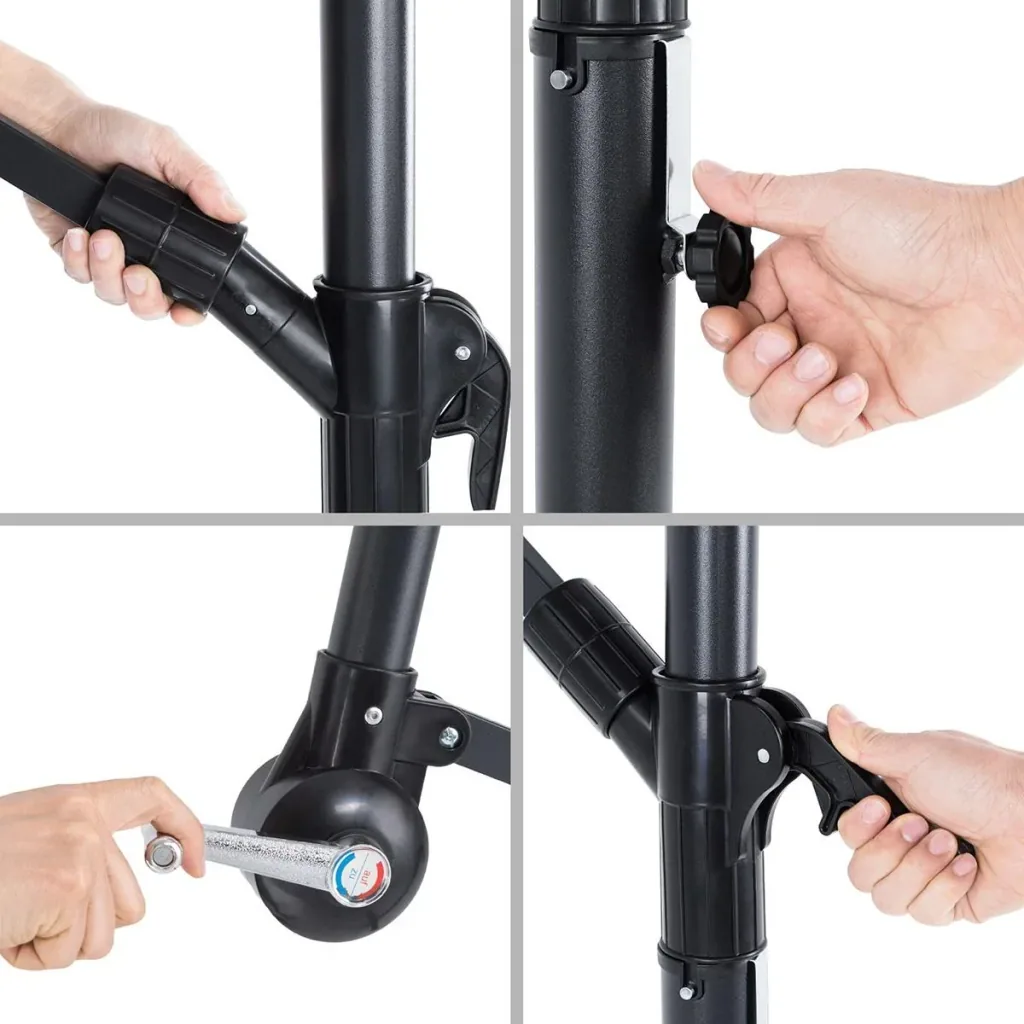 Sonnenschirm faltbar Aluminium anthrazit mit Kurbel Ø 330 cm