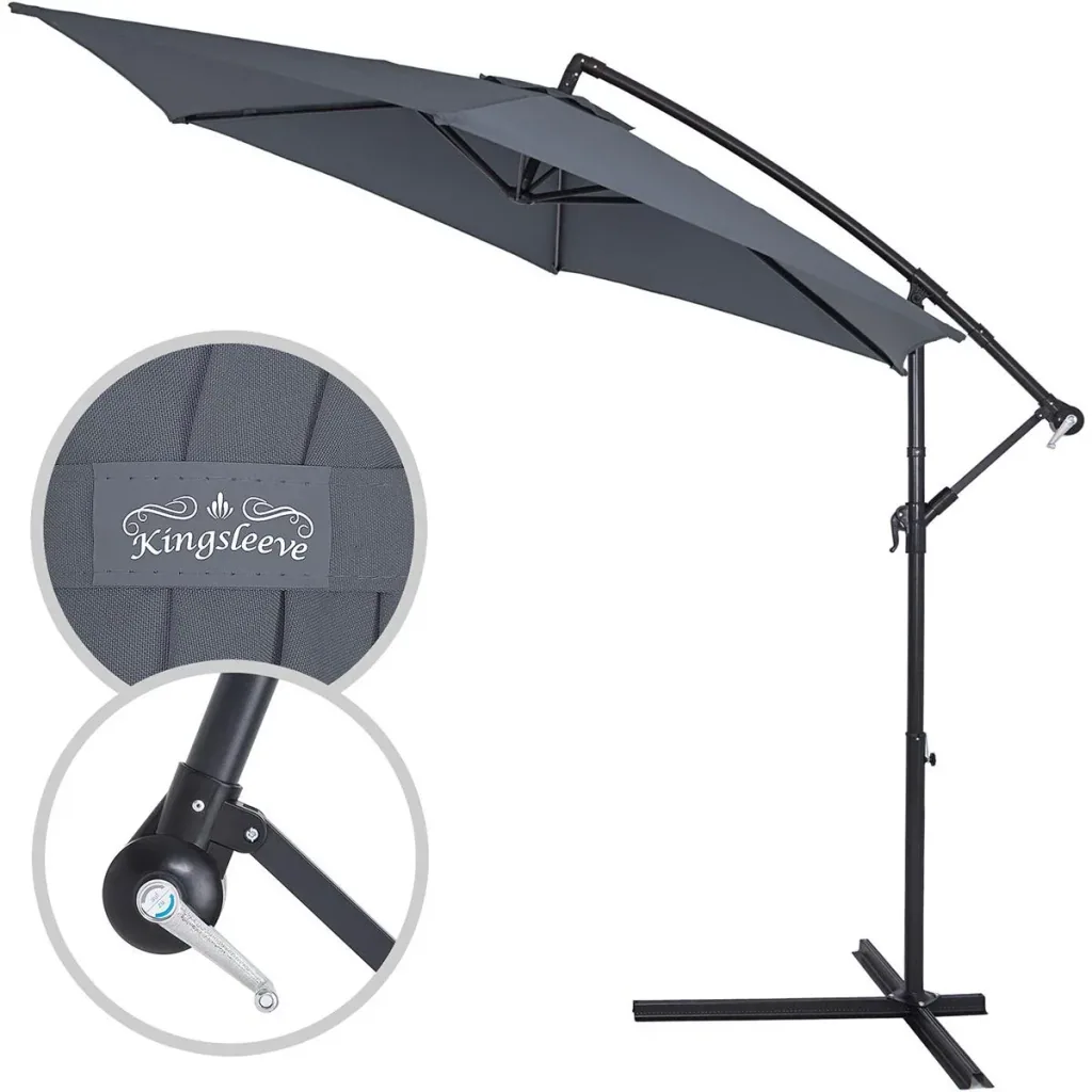 Sonnenschirm faltbar Aluminium anthrazit mit Kurbel Ø 330 cm