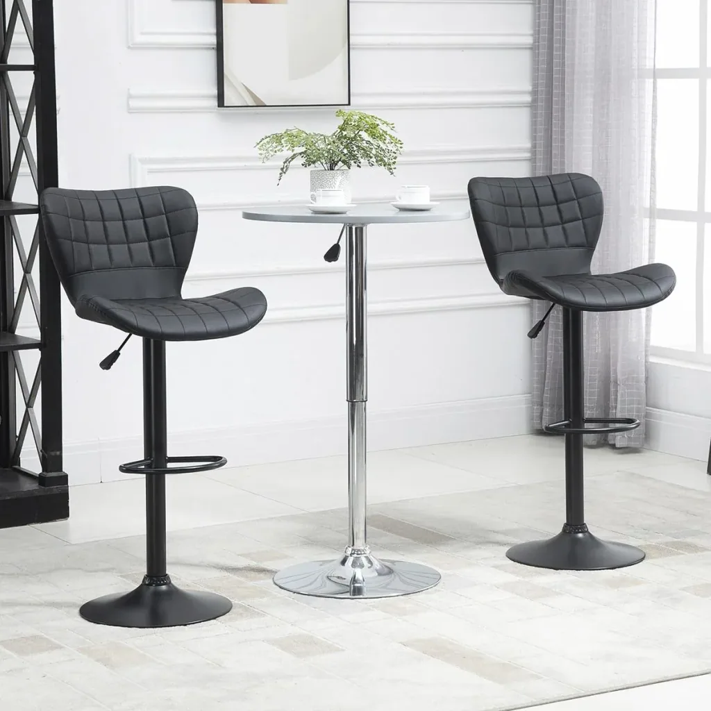 Barhocker 2er-Set Barstuhl Tresenhocker Bistrohocker Küchenhocker Drehstuhl mit Rückenlehne für Küche Esszimmer Kunstled