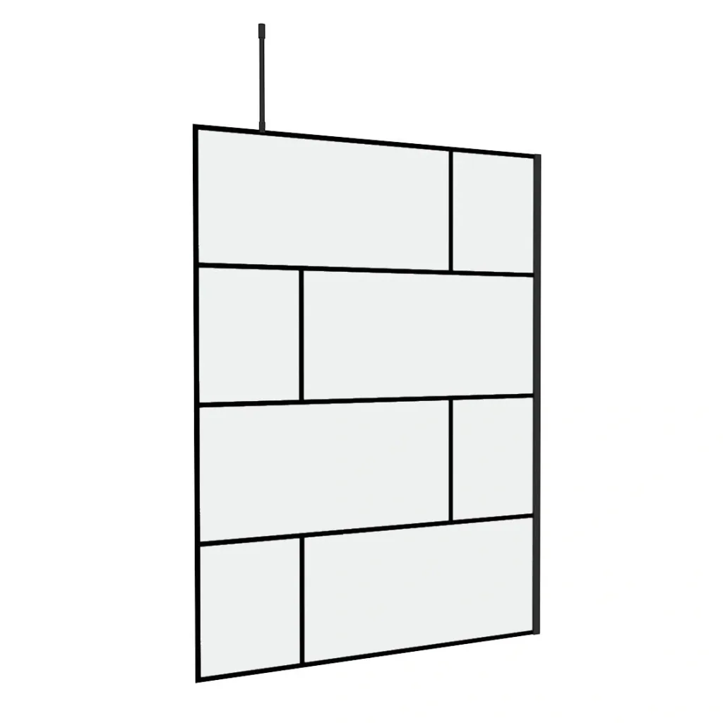 Duschwand in modernem Design 140 x 195 cm - Glasdusche mit matt schwarzen Wandprofil - inklusive Deckenhalterung