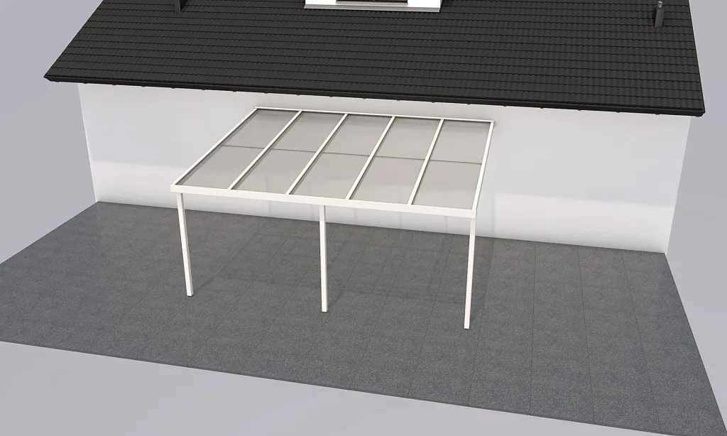 Terrassendach Premium, weiß, 5100 x 4060 mm - 10mm Verbundsicherheitsglas (VSG)