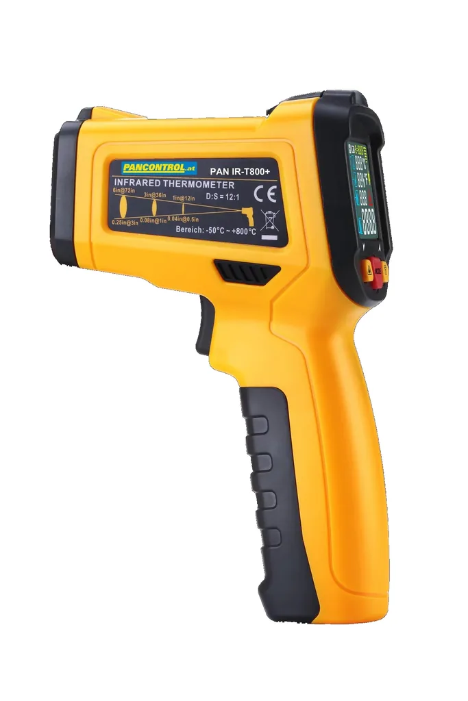 PAN IR-T800+ Profi-Infrarotthermometer 12:1, Infrarot-Temperaturmessung - 50°C - + 800°C mit Laser-Messkreis