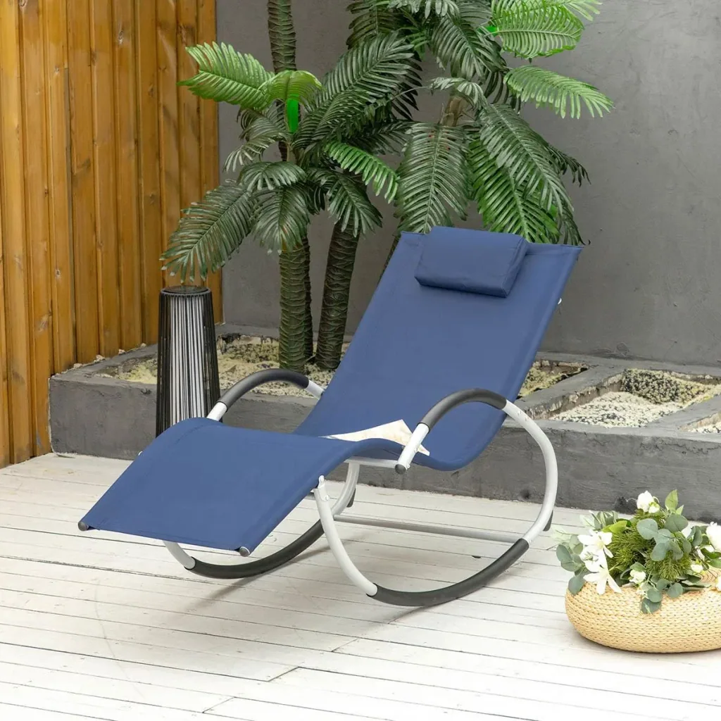 Gartenstuhl mit Schaukelfunktion, blau, 65 x 144 x 83 cm