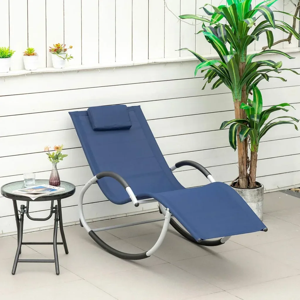 Gartenstuhl mit Schaukelfunktion, blau, 65 x 144 x 83 cm