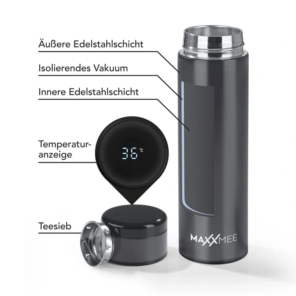 Thermoflasche mit Temperaturanzeige, 500ml