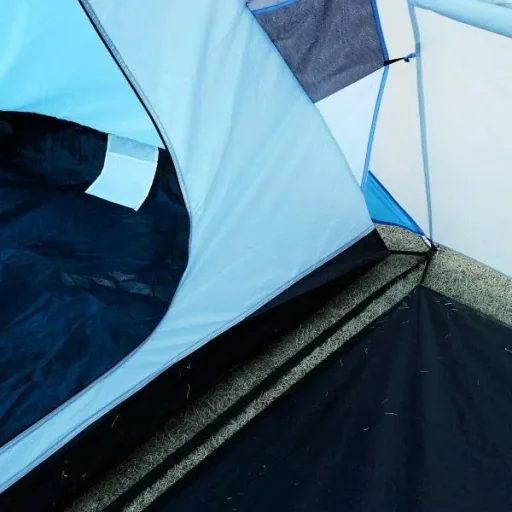 Campingzelt Familienzelt mit 2 Schlafkabinen Blau L460 x B230 x H195cm