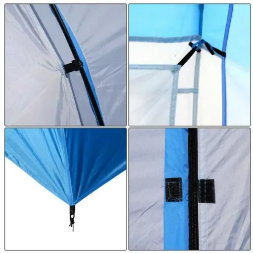 Campingzelt Familienzelt mit 2 Schlafkabinen Blau L460 x B230 x H195cm