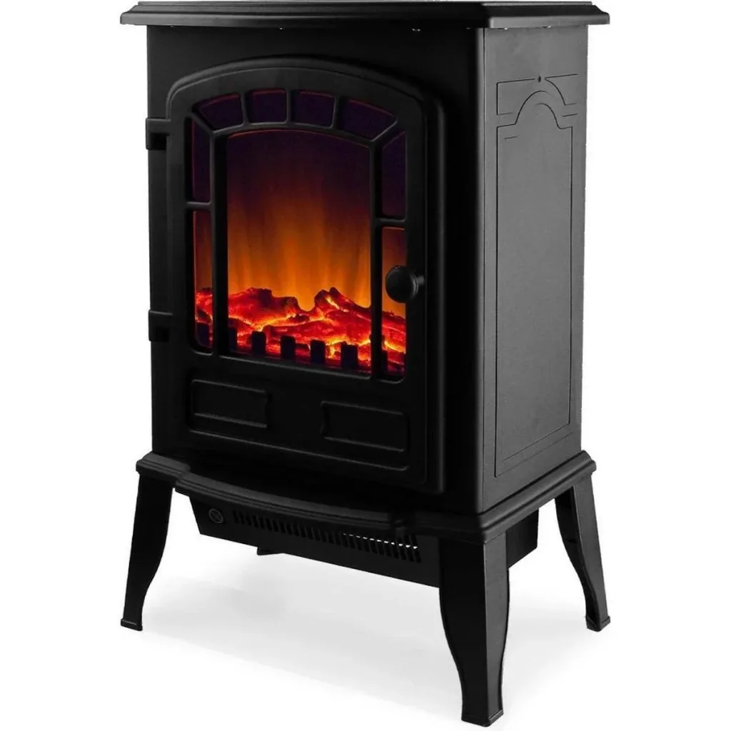 Elektrischer Kamin mit offenem Flammeneffekt 2000 Watt - Schwarz