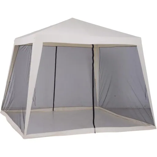 Gartenpavillon Pavillon Festzelt Partyzelt wetterfest Zelt mit Moskitonetz Beige 3 x 3 m