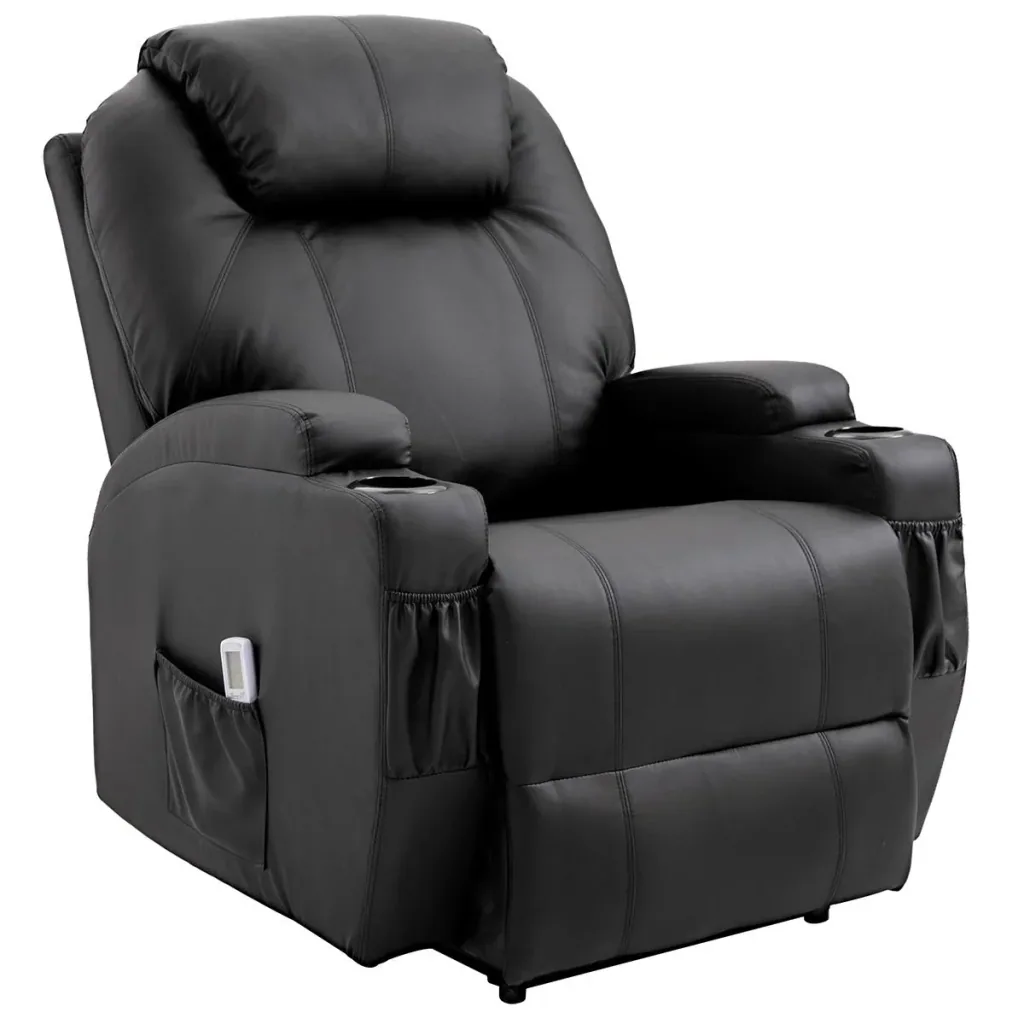 Massagesessel Relaxsessel Fernsehsessel Massagefunktion Liegefunktion Kunstleder Holz Metall Schaumstoff Schwarz