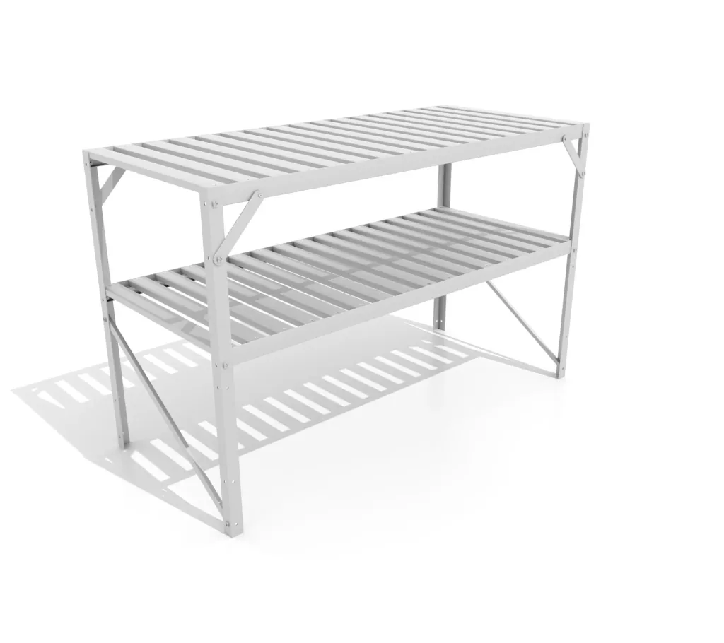 Alutisch, Farbe 2 Ablagen, Farbe 121 x 54 x 76 cm, Farbe alu