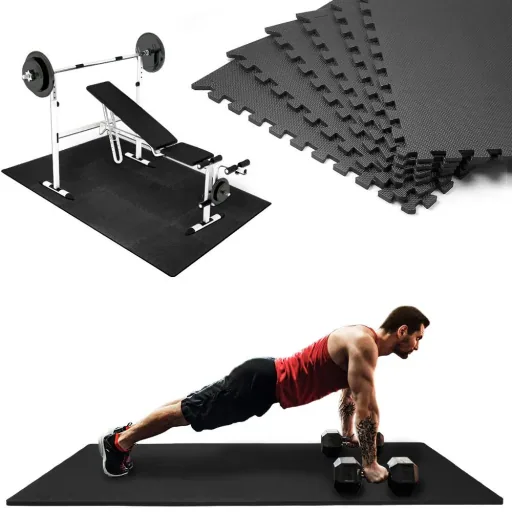 Bodenschutz/Fitnessmatte/Puzzlematte 6tlg. schwarz 183,5x123,5x1,2cm