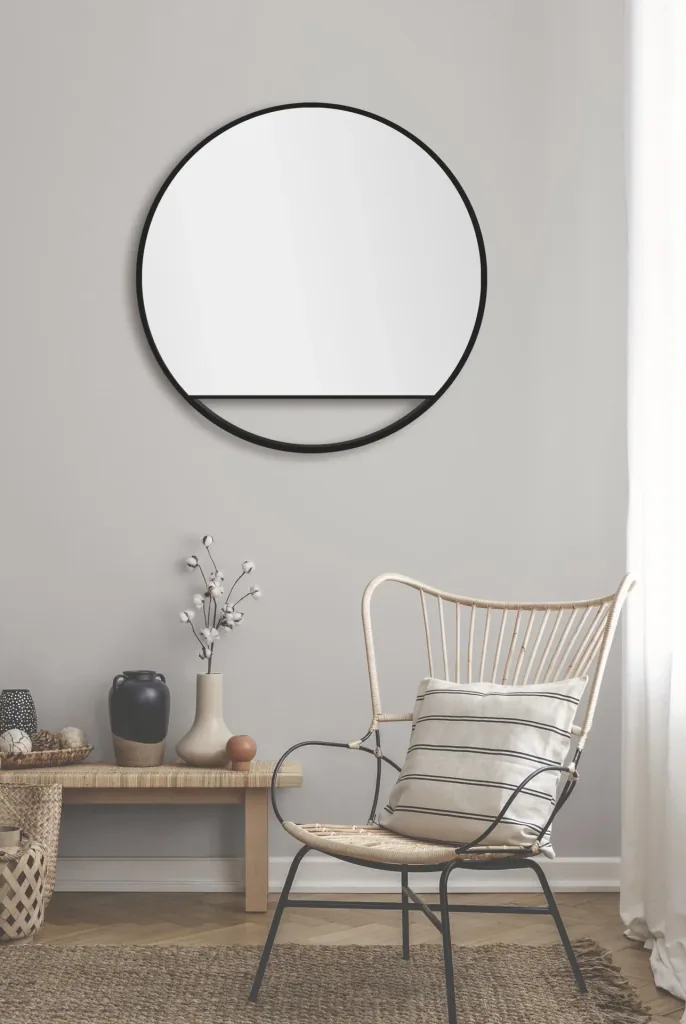 Dekorativer Wandspiegel "Black Hole" - matt Ø 80 cm - hochwertiger robuster Aluminiumrahmen schwarz matt
