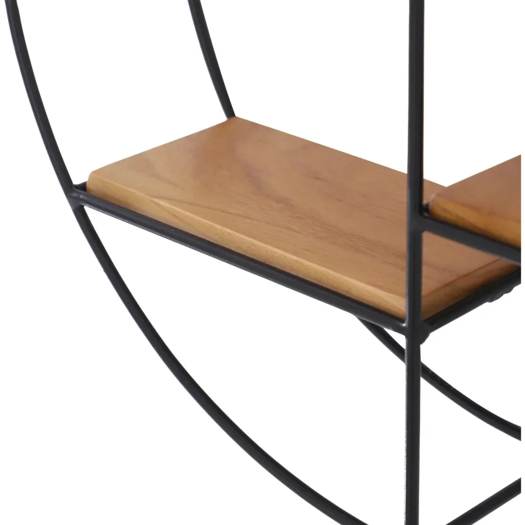 Wandregal Bücherregal Metallregal Hängeregal Dekoregal rund 4 Etage Metall + Holz Schwarz + Natur ?45 x 11cm