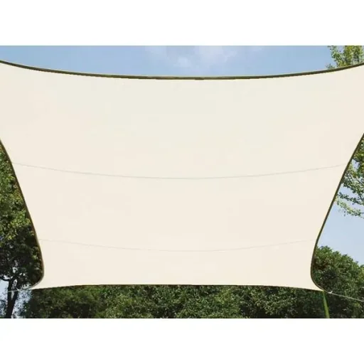 Schattentuch / Sonnensegel inklusive Perel-Befestigungskit - Rechteck - 4 x 3m - Creme