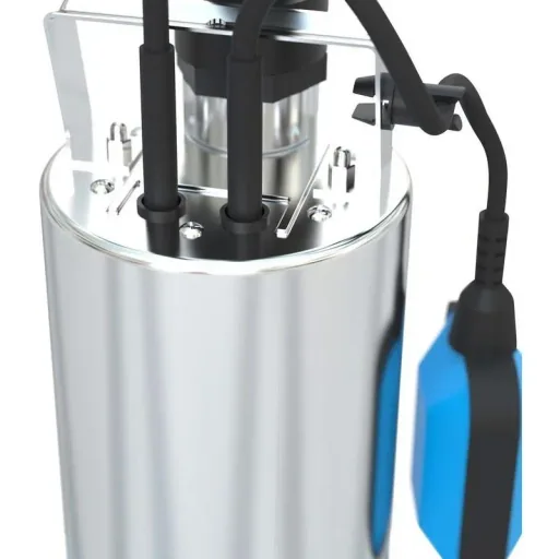 GFS400 INOX Flachabsaugpumpe - 400W - 230V/50Hz MIT 15-Meter-Gartenschlauch inkl. Düse und Armaturen UND Hahn 1".