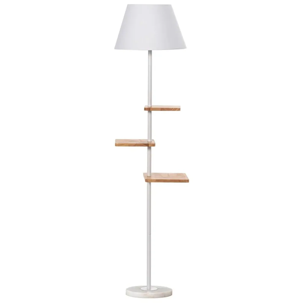 Stehlampe Stehleuchte mit 3 drehbaren Etagen elegant klassisch für Wohnzimmer Schlafzimmer Büro Stahl Gummiholz T/C-Gewe