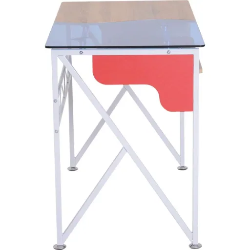 Computertisch Schreibtisch mit Tastaturauszug Schublade Arbeitstisch Metall + Hartglas 105 x 55 x 75 cm