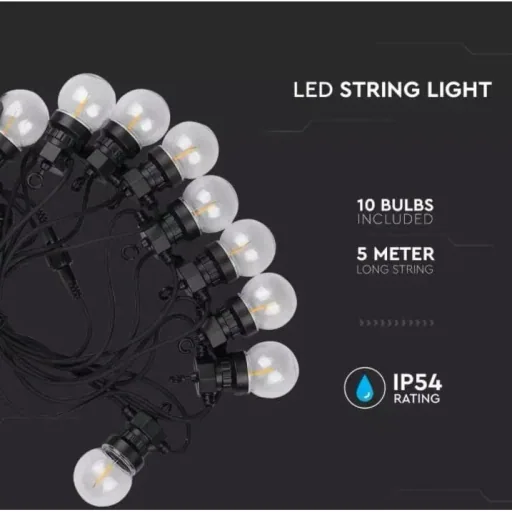 VT-71510 LED-Piercing-Kabel - 5 Meter - Mit Stecker - 10x 0,6w LED-Lampen