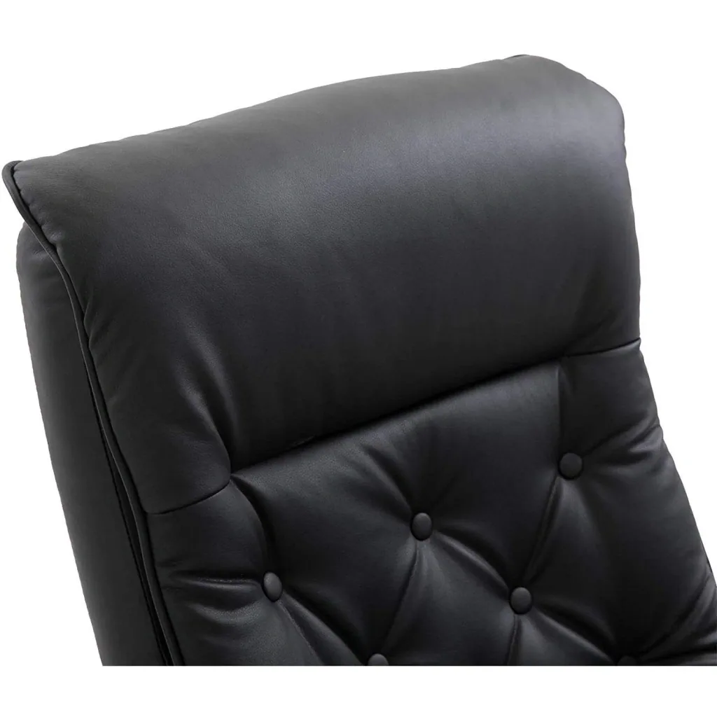 Relaxsessel mit Hocker Fernsehsessel Polstersessel PU-Bezug Holzverkleidung Metallfuß Schwarz 82 x 83 x 110 cm