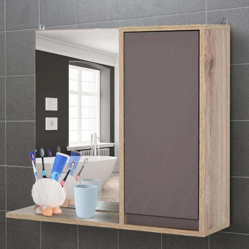 Badezimmer-Spiegelschrank, grau