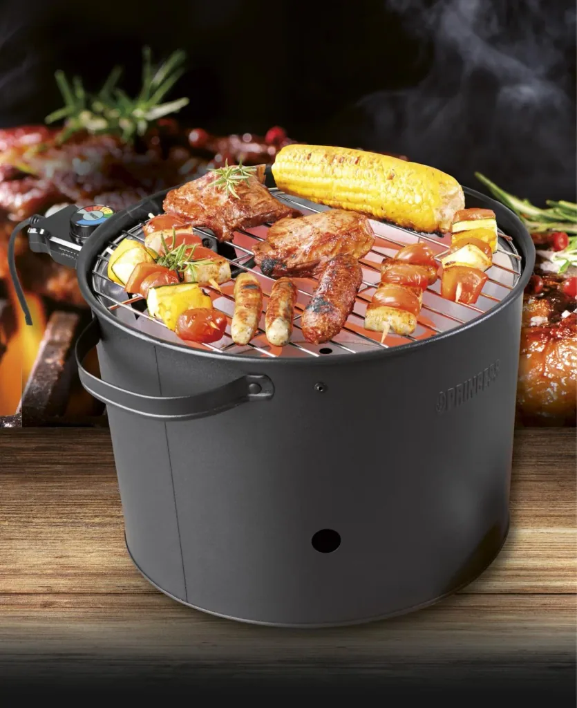 2in1 Hybrid Elektro- und Holzkohlegrill,1400 Watt