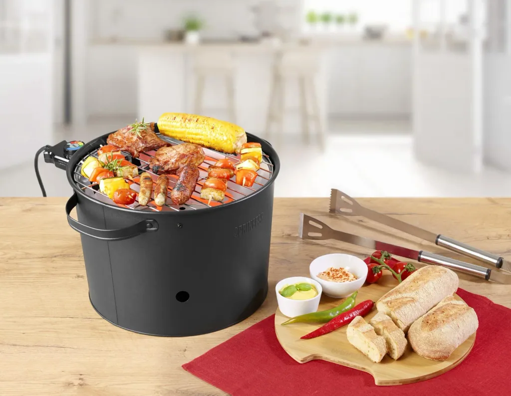 2in1 Hybrid Elektro- und Holzkohlegrill,1400 Watt