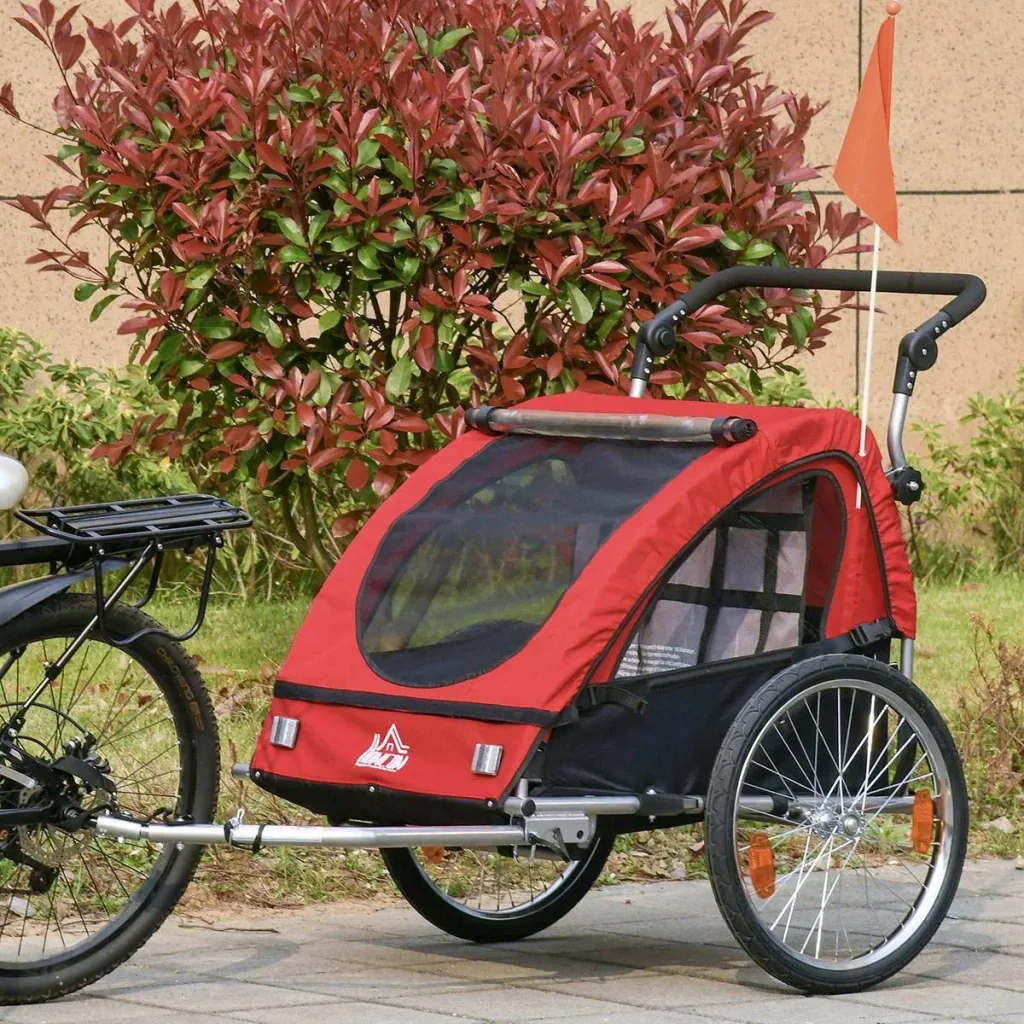 2 in 1 Kinderanhänger bunte Farben Kinderwagen Fahrradanhänger