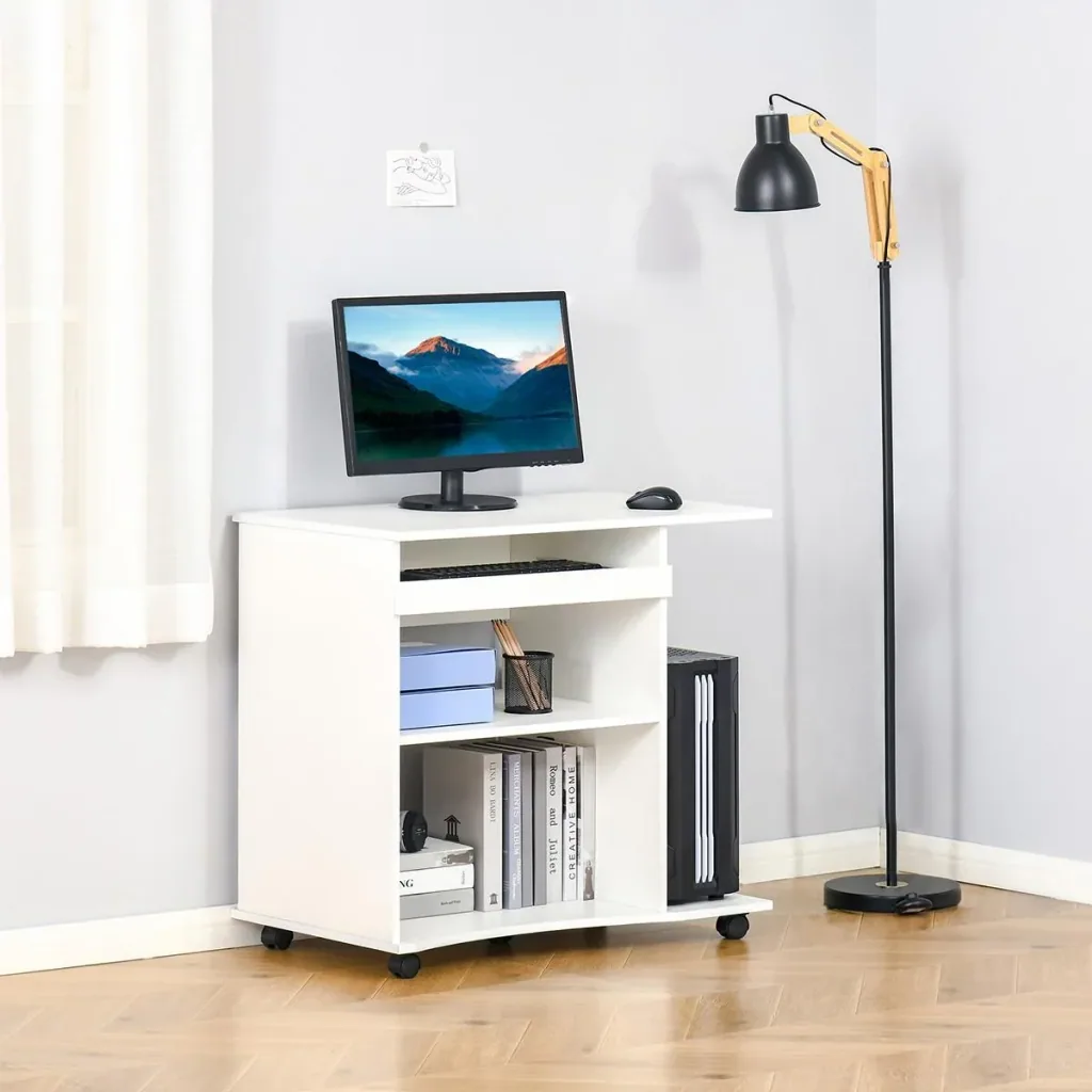 Mobiler Computertisch mit Rollen