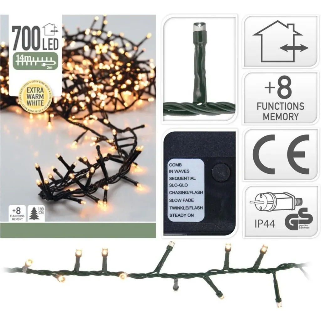 Weihnachtsbaumbeleuchtung - 14m - 700led - warmes Weiß
