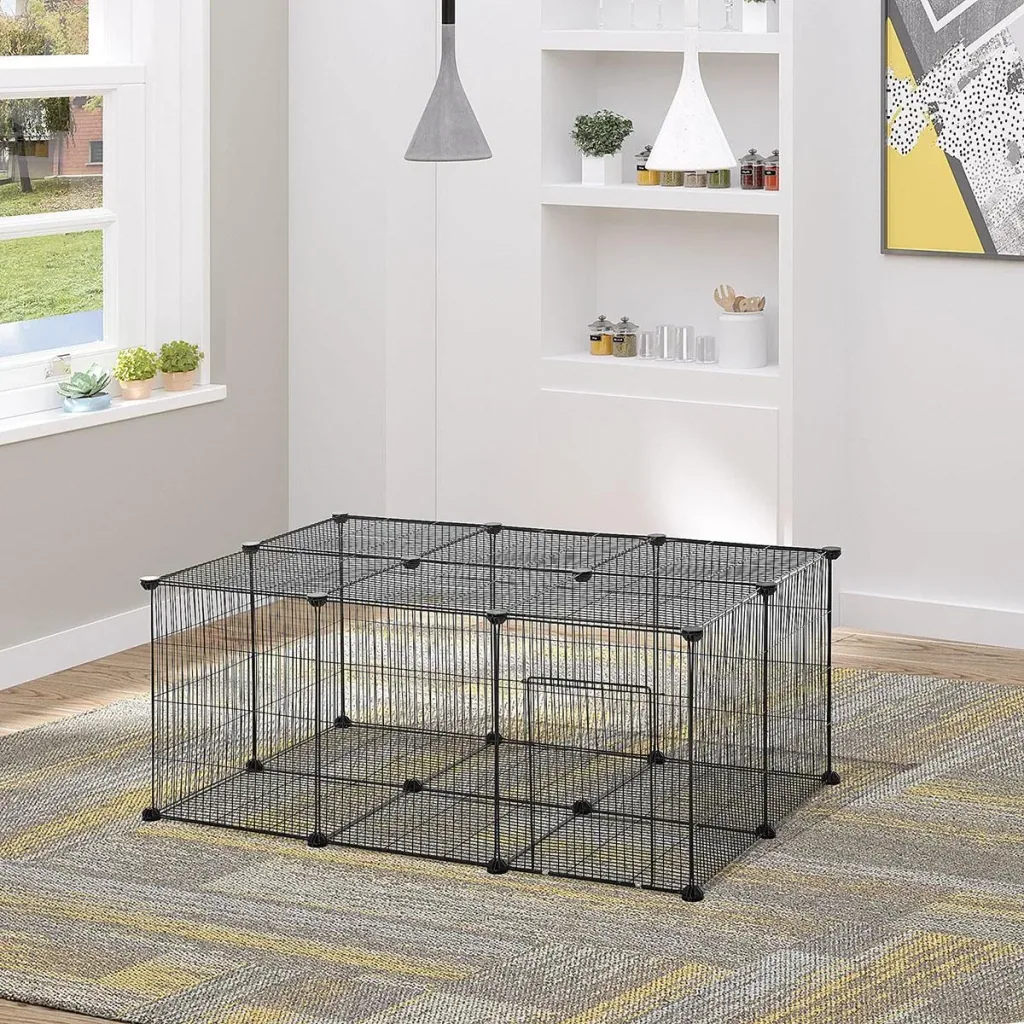 Kleintiergehege kleintierkäfig Freigehege DIY Metall Hase Chinchilla Multi-Winkel-Verbindungen Anti-Rutsch-Matte öffenba